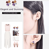 FANCIME 14K Solid Yellow Gold 2.6 Carat Multicolored Gemstone Genuine Citrine Topaz Amethyst Garnet Flower Stud Earrings for Women Girls 