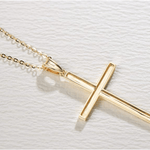 Sleek High Shine Cross Pendant Necklace in 14K Yellow Gold - FANCI ME