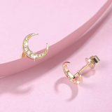 Boucles d'oreilles puces en or jaune massif 14K avec diamants blancs naturels