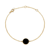 Bracelet en or jaune massif 14K avec onyx noir rond FANCIME