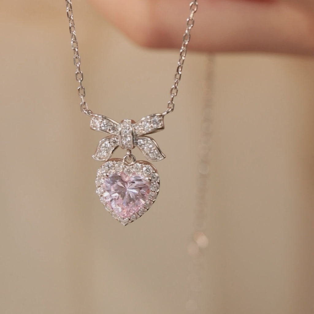 FANCIME Sugar Bow and Heart CZ Sterling Silver Necklace Video