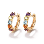 FANCIME 14k "Rainbow Gemstones" Huggie Cartilage Hoop Earrings Main