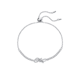 FANCIME "Love Knot" Sweet Bow Sterling Silver Bracelet White Main