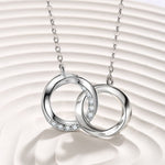 FANCIME "Together" Interlocking Ring Sterling Silver Necklace Female